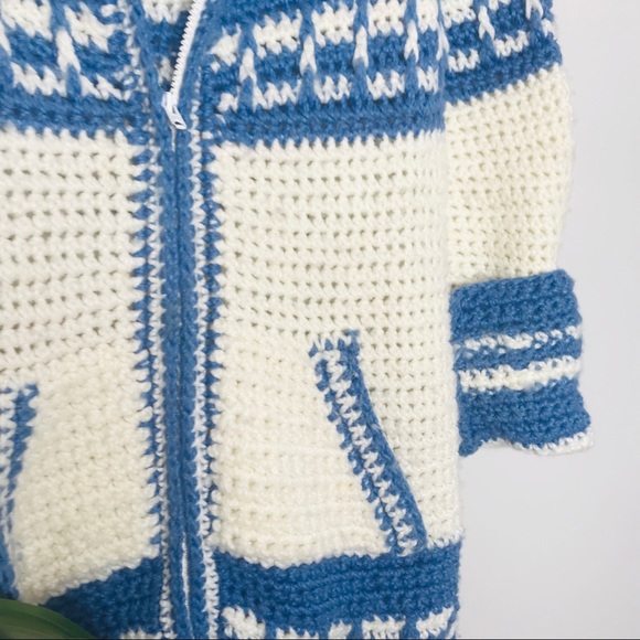 Vintage Retro 70’s Knit Chunky Zipper Cardigan - Picture 5 of 5